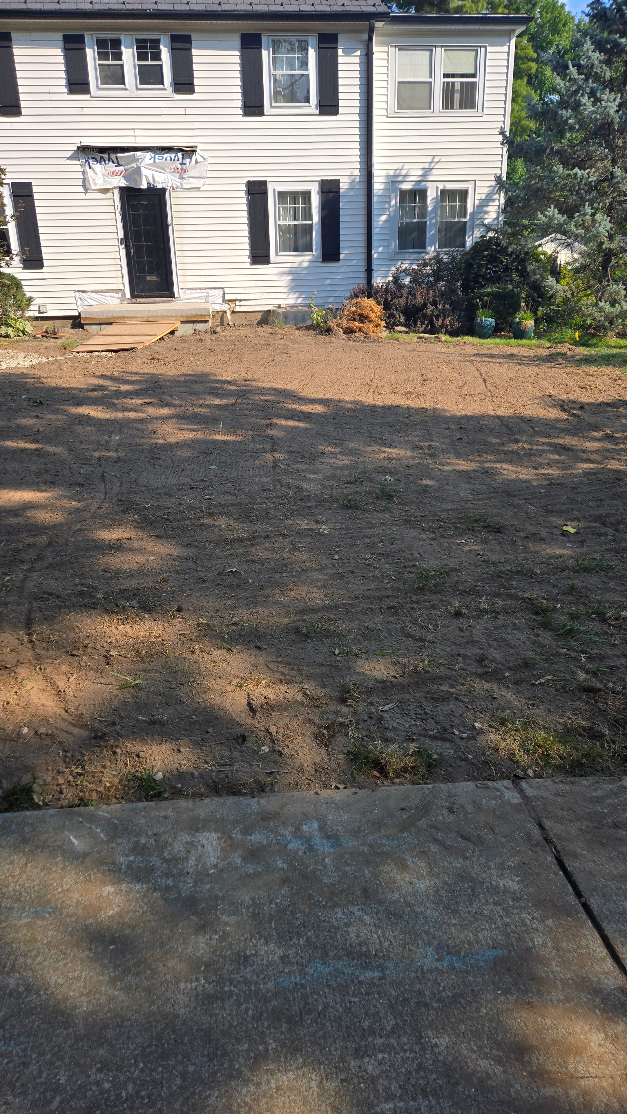 Front yard fully prepped and graded for hydroseeding