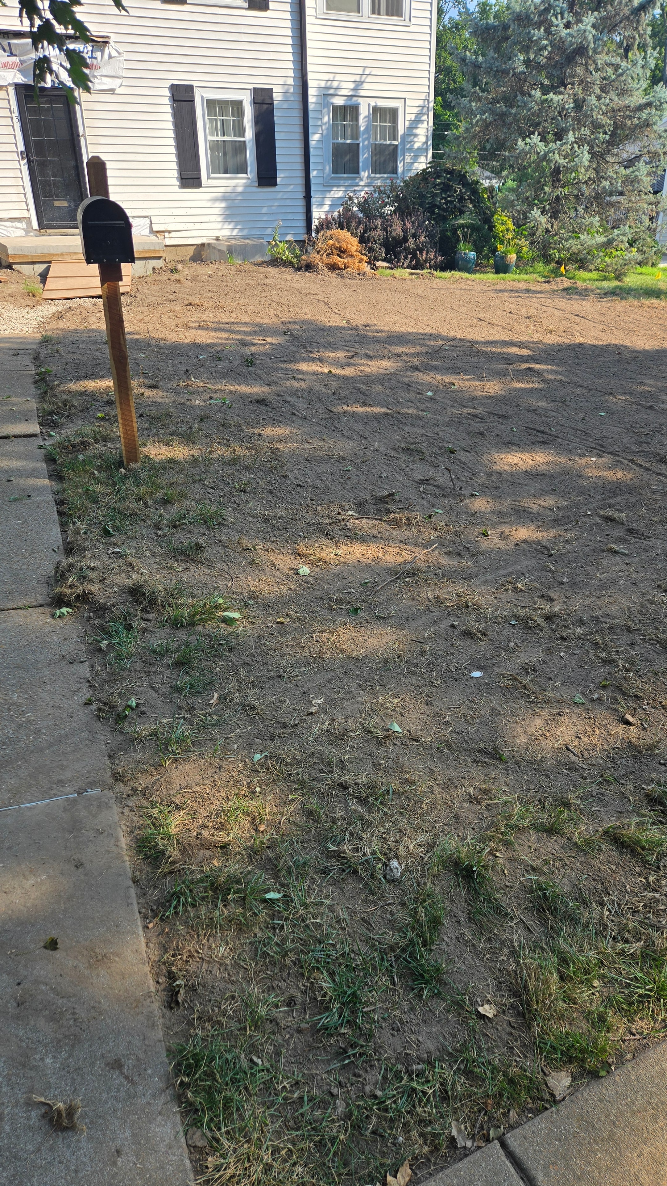 Front yard site preparation complete, ready to spray