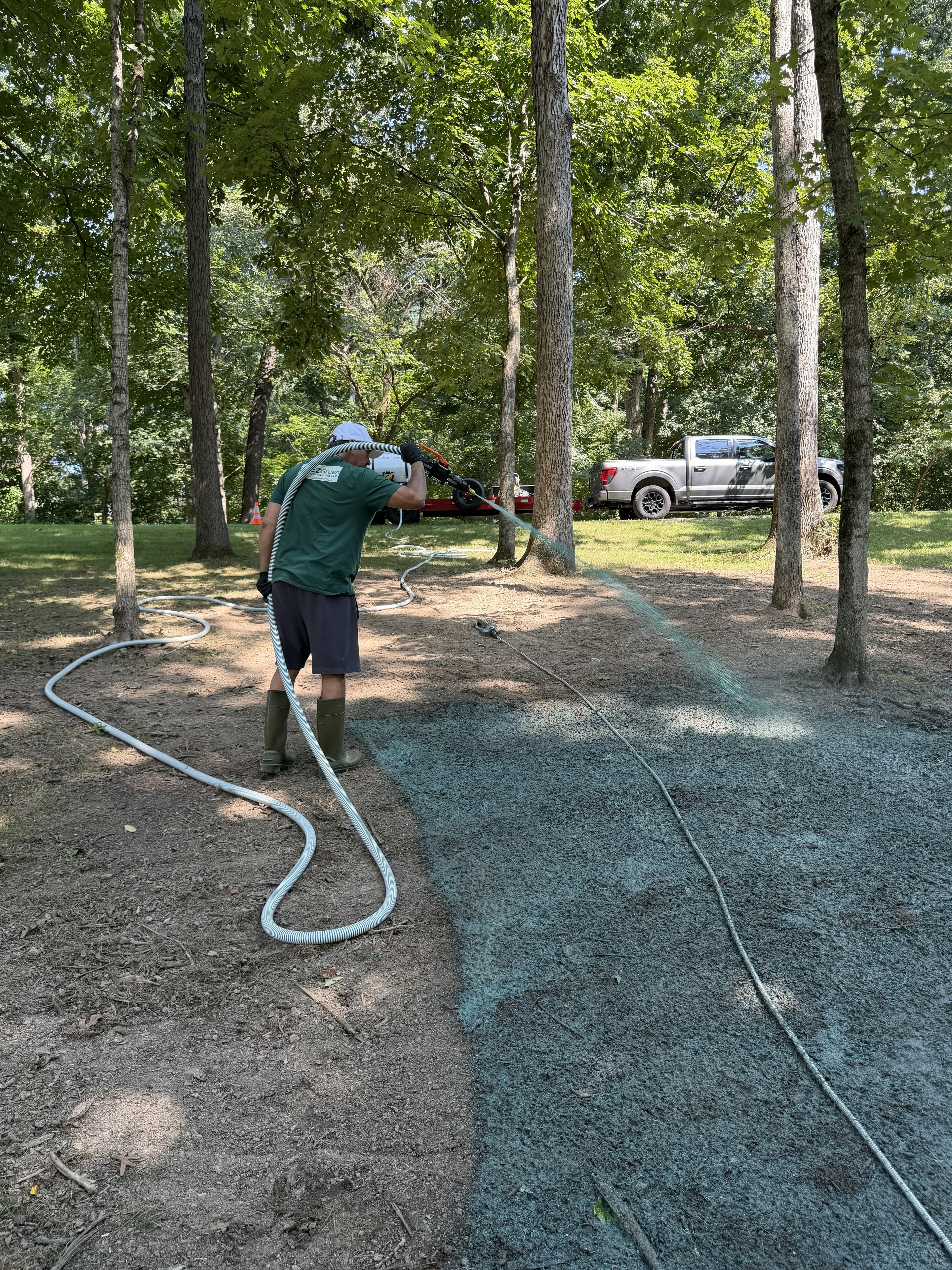 Full hydroseeding application complete on front yard